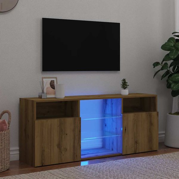 vidaXL TV skrinka s LED dub artisan 120x30x50 cm kompozitné drevo