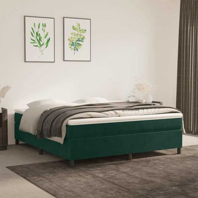 vidaXL Posteľný rám s boxspringom tmavozelený 180x200 cm zamat