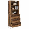 vidaXL Highboard Staré drevo 69,5 x 34 x 180 cm Kompozitné drevo