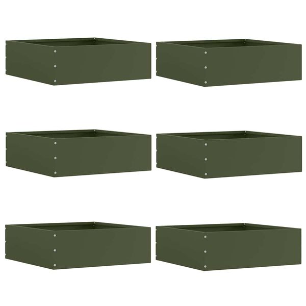 vidaXL Obrubník trávnika 6 pcs Olivová zelená 40 x 40 x 13 cm Oceľ