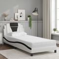 vidaXL Posteľ Viana s matracom bielo-čierna 90x200 cm umelá koža