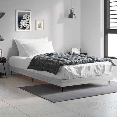 vidaXL Posteľný rám sivý dub sonoma 90x200 cm borovicový masív