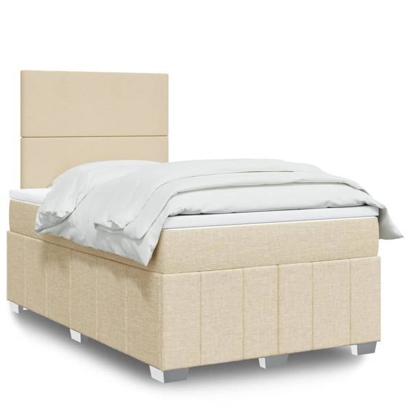 vidaXL Boxspring posteľ s matracom krémový 120x200 cm látka