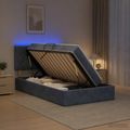 vidaXL LED úložná posteľ s matracom Tmavosivá 90 x 200 cm Zamat