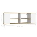 vidaXL Nástenná TV skrinka, biela+sonoma 102x35x35cm, kompozitné drevo