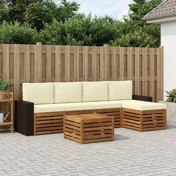 vidaXL Záhradná súprava gaučov s vankúšom 6 pcs Prírodná a krémová