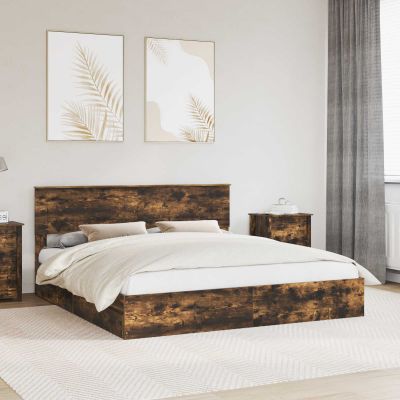 vidaXL Úložná posteľ Dymová dub 180 x 200 cm Kompozitné drevo