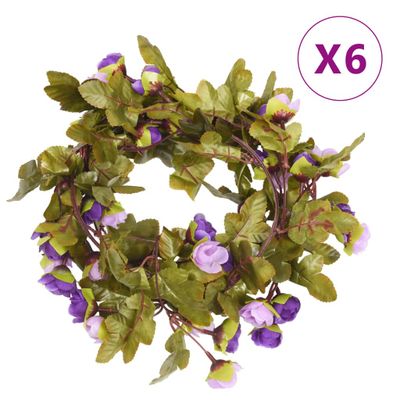 vidaXL Kvetinové girlandy 6 ks, svetlofialové 215 cm