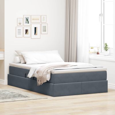 vidaXL Postel s úložným prostorem a matrací Tmavo šedá 120 x 190 cm