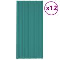 vidaXL Strešný panel 12 ks Zelená 100 x 45 cm Pozinkovaná oceľ