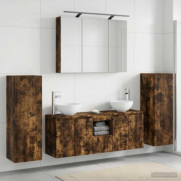 vidaXL Sada kúpeľňového nábytku 6 pcs Dymový dub