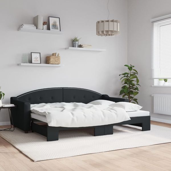 vidaXL Denná posteľ s rozkladacou posteľou čierna 80x200 cm látka