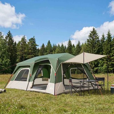 vidaXL Okamžitý stan Zelená Pre 10 osôb 185T Polyester s PU náterom