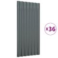 vidaXL Strešné panely 36 ks pozinkovaná oceľ antracitové 80x36 cm