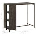 vidaXL Barový stolík s úložným regálom hnedý 120x60x110 cm polyratan