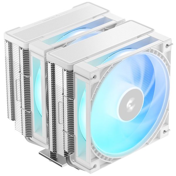 DEEPCOOL chladič AG620 G2 WH ARGB/ 2x 120mm fan / 6x heatpipes / PWM / pro Intel i AMD / bílý Chladic CPU, duální tower, 6× tepelná trubice ⌀6 mm, 2× 120mm ARGB PWM ventilátor, CTT 2.0, Intel LGA1851/1700, AMD AM5/AM4