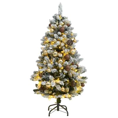 vidaXL Umelý výklopný vianočný stromček 150 LED a sada gúľ 120 cm