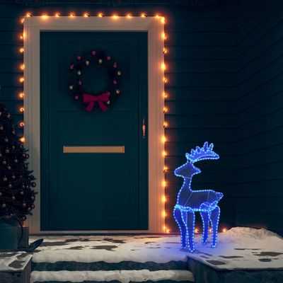 vidaXL Vianočná sieťovinová dekorácia so sobom 306 LED 60x24x89 cm
