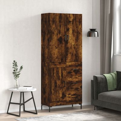 vidaXL Vysoká skrinka dymový dub 69,5x34x180 cm spracované drevo
