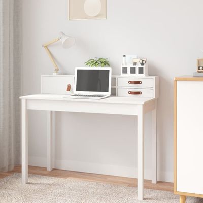 vidaXL Stolík biely 110x50x93 cm masívne borovicové drevo