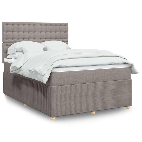 vidaXL Boxspring posteľ s matracom sivohnedý 140x190 cm látka