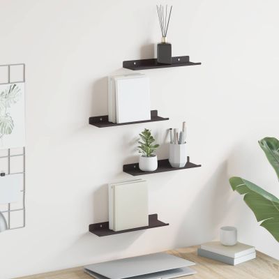 vidaXL Závesná polica 4 ks Čierny 30 x 9 x 2,5 cm Oceľ