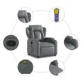 vidaXL Masážne kreslo s polohovacím mechanizmom, sivé, umelá koža