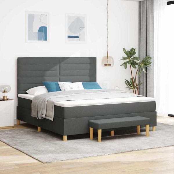 vidaXL Posteľ s pružinovým rámom Tmavo šedá 200 x 180 cm látka