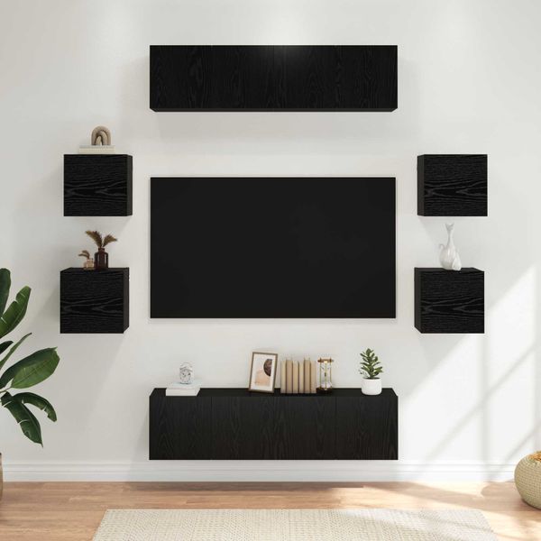 vidaXL Zostava TV skriniek 8 pcs 120 x 30 x 30 cm Čierny dub
