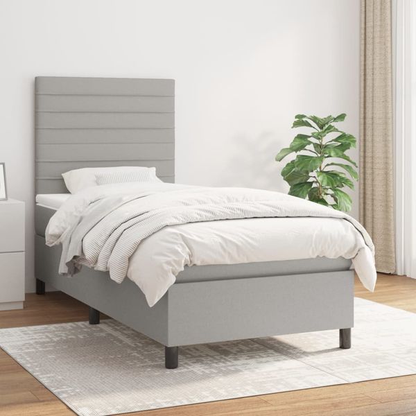 vidaXL Boxspring posteľ s matracom bledosivý 100x200 cm látka