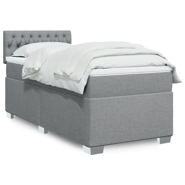 vidaXL Posteľný rám boxsping s matracom bledosivý 90x190 cm látka