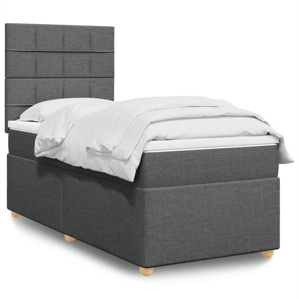 vidaXL Posteľný rám boxsping s matracom tmavosivý 80x200 cm látka