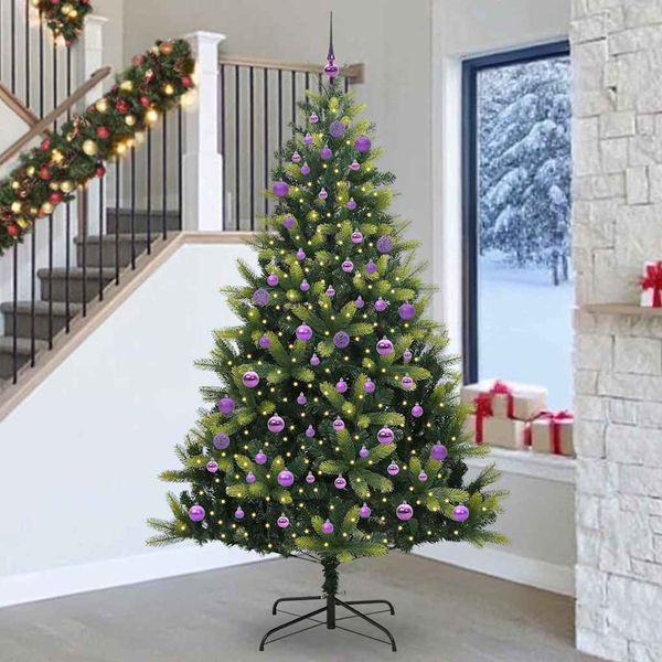 vidaXL Umelý skladací vianočný stromček 300 LED diód Zelená 240 cm