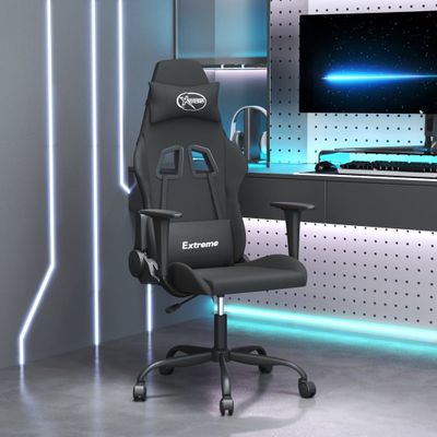 vidaXL Masážna herná stolička, čierna, látka