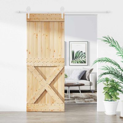 vidaXL Posuvné dvere Prírodná a biela 90 x 210 cm Borovicový masív