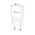 Forever TC-01-20AC PD QC charger 1x USB-C 1x USB 20W white