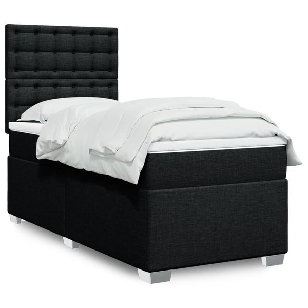 vidaXL Posteľný rám boxspring s matracom čierny 90x200 cm látka