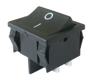 Prepínač kolískový 2pol./4pin ON-OFF 250 V/6 A čierny
