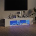 vidaXL TV skrinka s LED svetlami lesklá biela 135x39x30 cm