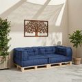 vidaXL Modulová pohovka 3 ks Látka Indigo 140 x 70 x 36 cm