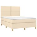 vidaXL Posteľný rám boxspring s matracom krémový 140x200 cm látka