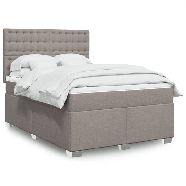 vidaXL Posteľný rám boxspring s matracom sivohned 140x200 cm látka