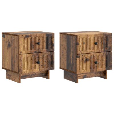 vidaXL Nočný stolík so zásuvkou 2 pcs Staré drevo 43 x 34,5 x 47,5 cm