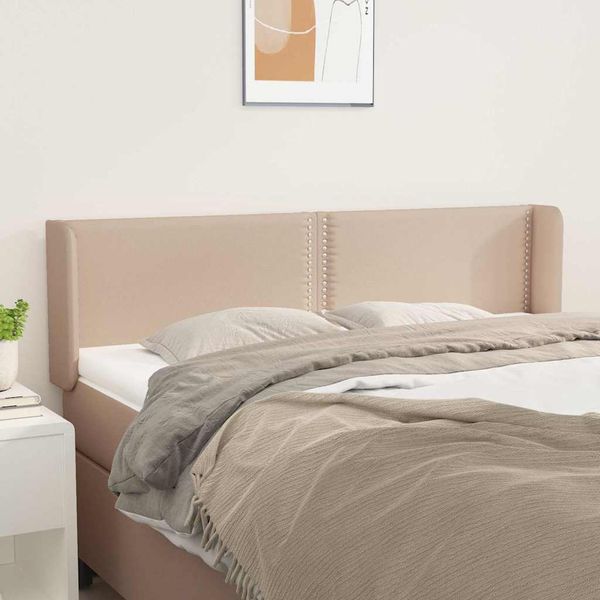 vidaXL Čelo postele so záhybmi kapučínové 147x16x78/88 cm umelá koža