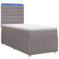 vidaXL LED boxspring posteľ s matracom Sivohnedá 90 x 200 cm Látka