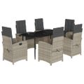 vidaXL 7-dielna záhradná jedálenská sada vankúše bledosivá polyratan