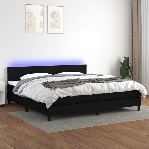 vidaXL Posteľ boxsping s matracom a LED čierna 200x200 cm látka