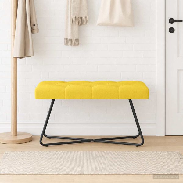 vidaXL Lavica s gombíkovým prešívaním Svetložltá 80 x 40 x 46 cm Látka