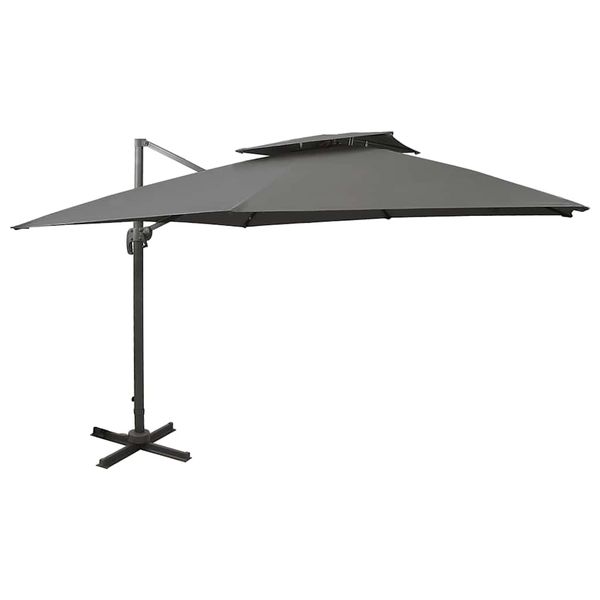 vidaXL Závesný záhradný slnečník, dvojitá strieška 300x300cm, antracit