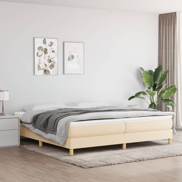vidaXL Posteľný rám s boxspringom krémová 200x200 cm látka